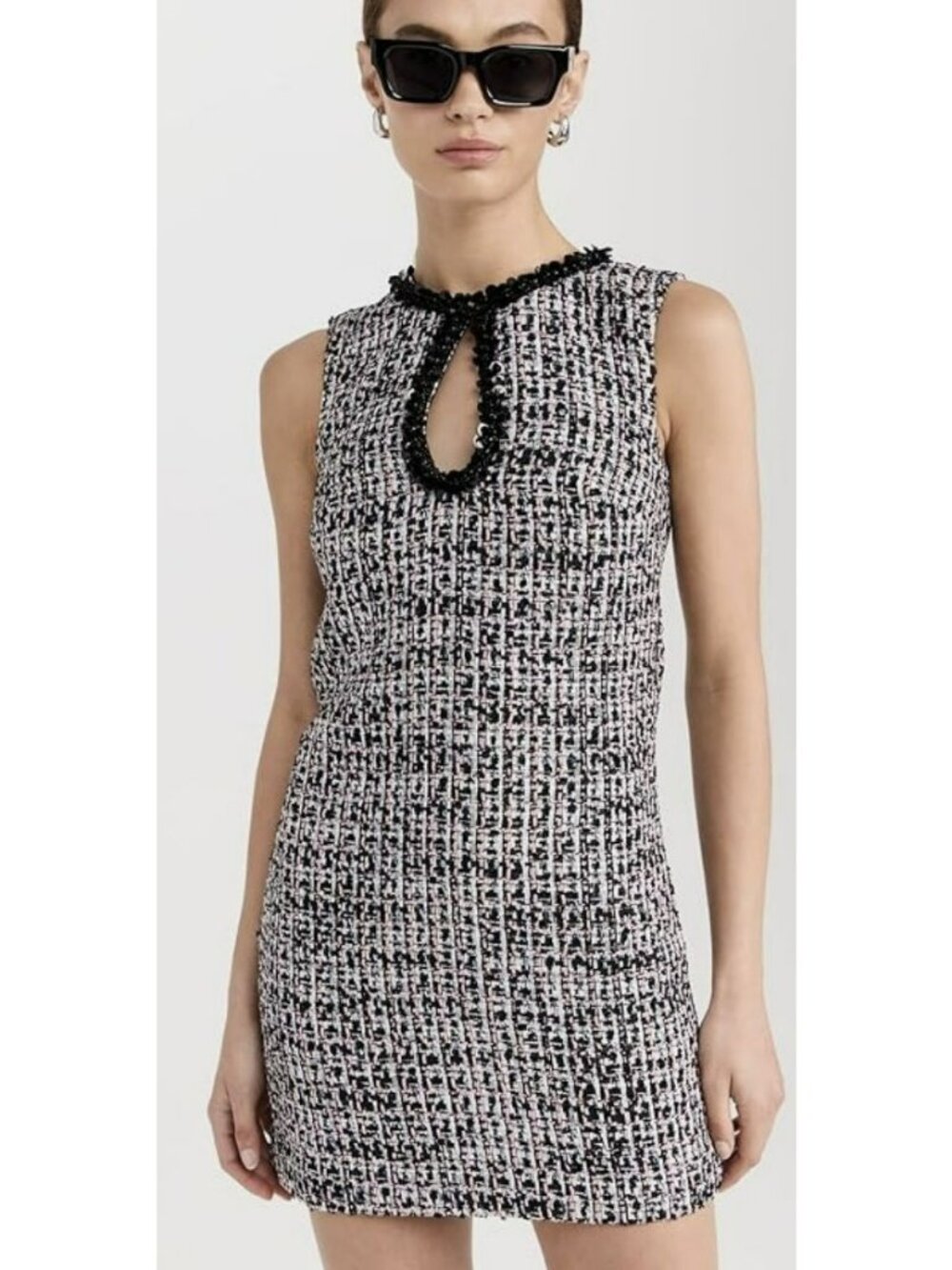 Self Portrait Boucle Embellished Tweed Mini Dress Size 8 New